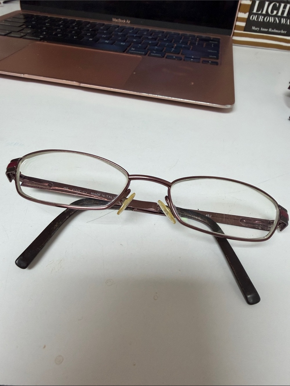 Gucci Women's Rectangular Metal Reading Glasses - Burgundy Frame Gucci 2730 45J